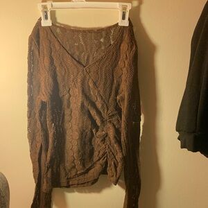 Brown Lace Knit Sweater